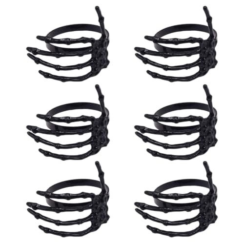 Gothic Skeleton Hand Napkin Rings Set - Halloween Table Decor, 6 Pack