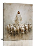 Jesus and Lamb Wall Art Canvas Print Religious Decor for Living Room Bedroom - 16x12 Inches