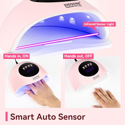 JODSONE UV LED Nail Lamp with 4 Timer Settings Auto Sensor Pink M50009