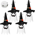 Lighted Hanging Ghost Witch Hat Decoration for Halloween Yard and Porch - Spooky Outdoor Decor