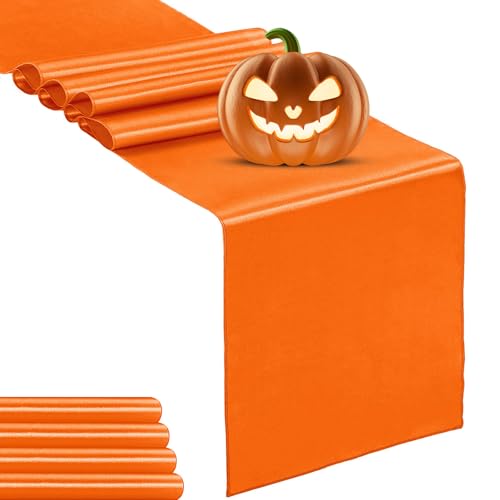 Orange Satin Table Runner 12x108 Inches - 5 Pack for Weddings & Events - Variation: 5 pcs-12"x108"