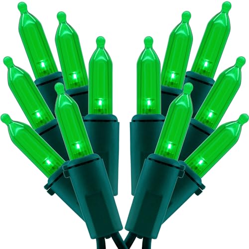 Green Christmas String Lights 200 LED 2 Pack - 25 ft UL Certified Outdoor Indoor