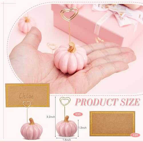 Thanksgiving Pumpkin Place Card Holders with Fall Cards - Pink, 40 Pcs