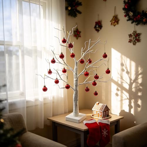 Mini Red Christmas Tree Ornaments 1.18 Inch - Fade Resistant Holiday Decor - 30 Pack