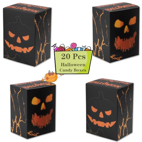 Halloween Treat Boxes Skeleton & Pumpkin Design, Large Candy & Cookie Containers - 20 Pack
