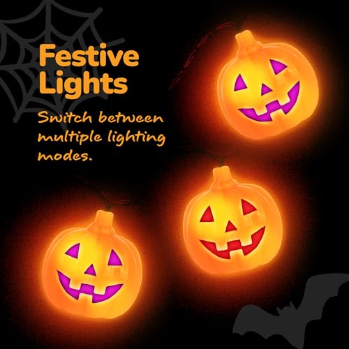 Halloween Pumpkin String Lights with Remote, 10 LED Outdoor Indoor Decorations