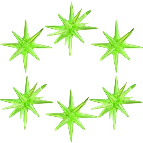 Dazzle Fluorescent Green Spiky Star Balloons - 6 Pack Explosion Party Decor