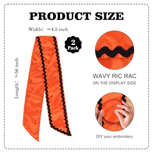 Halloween Orange & Black Satin Wreath Sash Set - Variation: Orange Black Wave