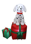Lighted Christmas Inflatable Dalmatian Puppy on Gift Box - 5 Ft Yard Decor