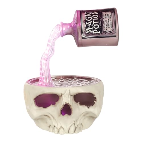 Halloween Floating Bottle with Skull Cauldron LED Decoration - Spooky Outdoor & Indoor Display