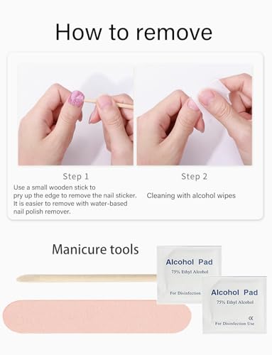 Gel Nail Strips No UV Caramel Glitter Long Lasting Nail Wraps - 22 Sheets