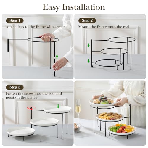 White 10-Inch 3-Tier Rotating Serving Tray - Dessert & Appetizer Stand