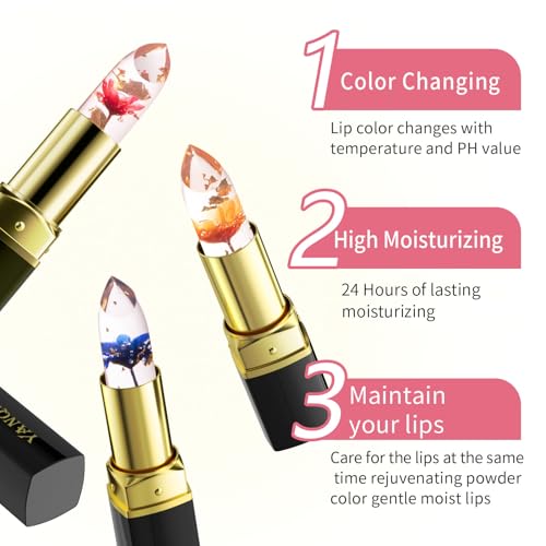 Color Changing Flower Lipstick - Black Tube Blue - pH-Activated Hydrating Lip Balm