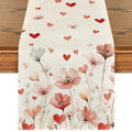 Artoid Mode Floral Hearts Valentine's Table Runner 13x120 Inch Beige