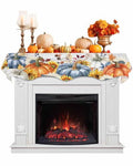 Fall Fireplace Mantel Scarf - Orange Blue Pumpkin Sunflower Rustic Decor 90 x 17 Inches - Fall Variation