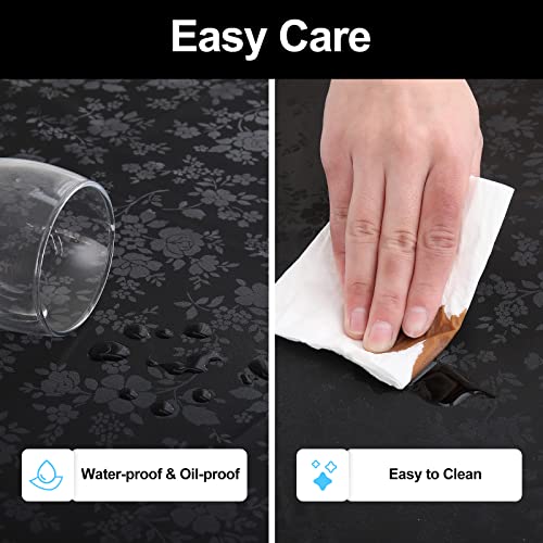 Heavy Duty Waterproof Vinyl Tablecloth - Black 52 x 70 Inch Rectangular