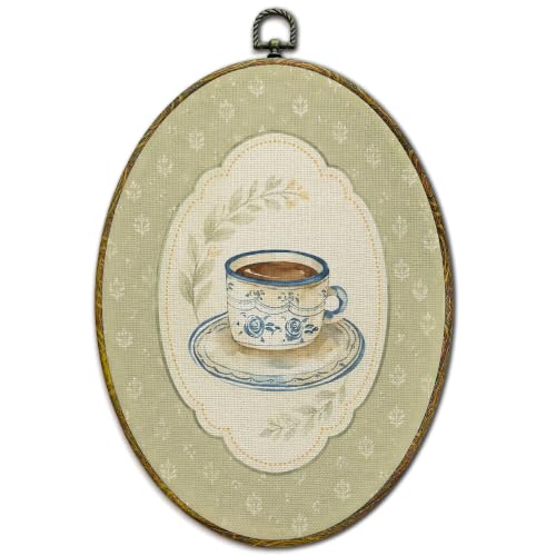 French Coffee Farmhouse Botanical Canvas Wall Art - 11x8.5 Inches