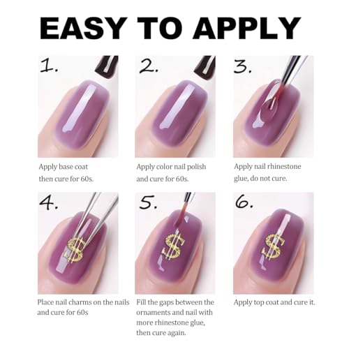 Gold Nail Charms and Gems Set - 100Pcs Y2K Nail Art Accessories