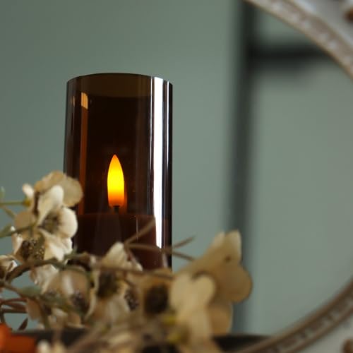 6-Pack Flameless LED Candles with Remote & Timer - Brown Acrylic, 2x6 Inches