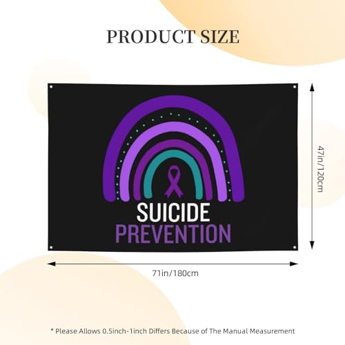 Suicide Prevention Awareness Banner - White - 47x71in Holiday Decor