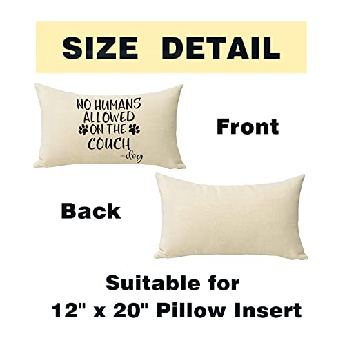 No Humans Allowed on The Couch Dog Paw Pattern Decorative Throw Pillow Cover 20x12