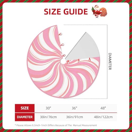 Pink Candy Christmas Tree Skirt 36 Inch Holiday Decor for Xmas Trees