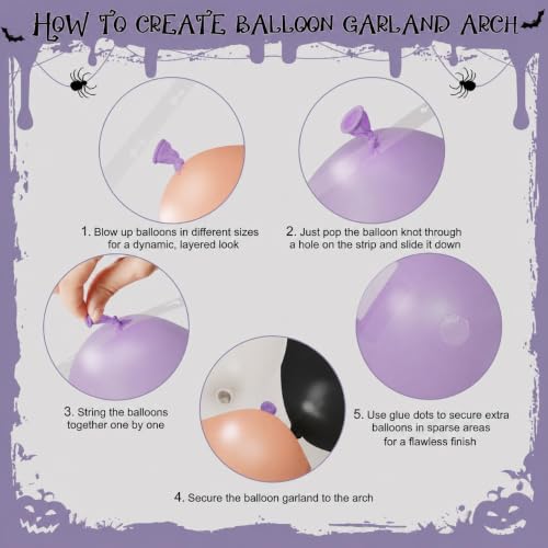 Halloween Balloon Arch Kit - Pink, Black, Purple, Peach Party Decorations