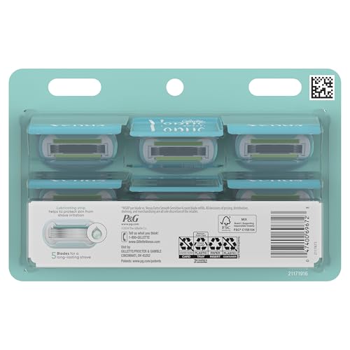 Gillette Venus Extra Smooth Sensitive Women’s Razor Blades for Sensitive Skin, 5-Bladed Razor Refills, 7 Count