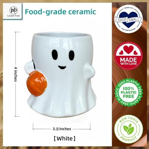 Halloween Ceramic Coffee Spoon & Utensil Holder Ghost with Pumpkin