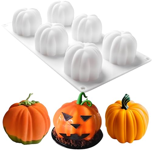 Pumpkin Silicone Molds 3D Halloween Thanksgiving Baking Mold - White, Medium, 1