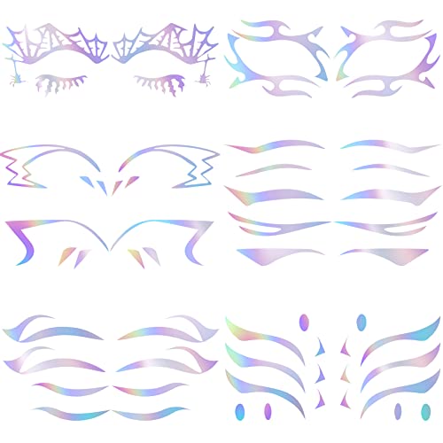 ANCIRS 6 Pack Holographic Eye Makeup Stickers - 6 Styles for Cosplay & Party