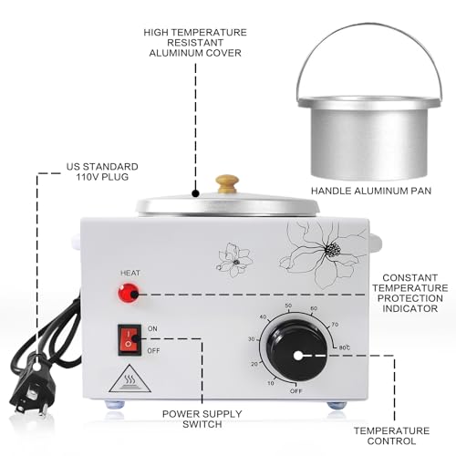 White Portable Wax Warmer for Painless Hair Removal - Single Pot, 600cc