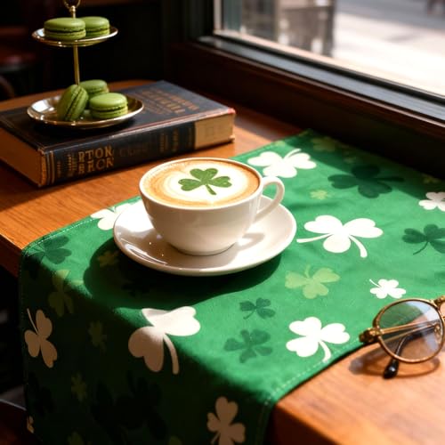 St. Patrick's Day Table Runner 72x13 Inches Shamrocks Festive Home Decor