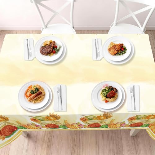 Childom 3 Pack Thanksgiving Plastic Tablecloths 54x108 Inch - Fall Harvest Decor