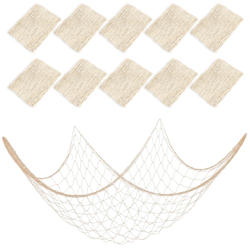 10 Pieces Fish Net Decor 39.4x78.7 Inch Decorative Fishing Nets for Home & Party