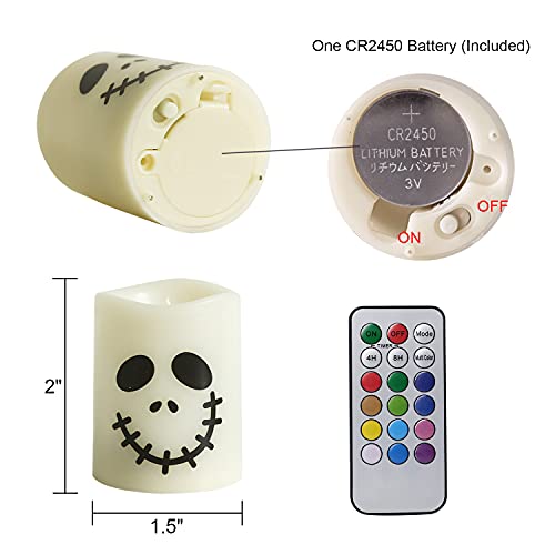 Color Changing Flameless Candles with Remote Timer - Halloween Ghost Face LED Votive Set