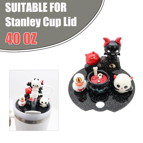 MPG Halloween Cup Lid Topper Decoration for 40oz Stanley Insulated Cup - Black+Orange