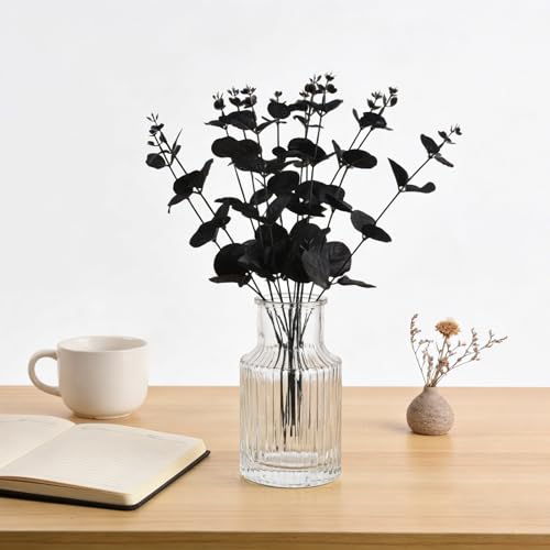 Artificial Black Eucalyptus Stems 12 Pcs 14 Inch Faux Eucalyptus Branches for Decor