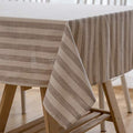 Fall Farmhouse Tablecloth 6ft Rectangular Taupe Striped Linen Blend Indoor Outdoor