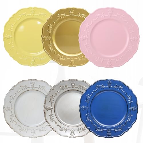 Pink Charger Plates Set - 13 Inch Dinnerware for Weddings & Parties - Variation Pink HB