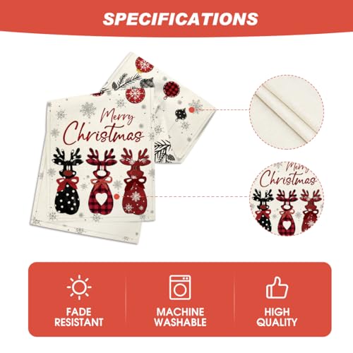Red Deer Snowflakes Christmas Table Runner 13x72 Inch - Seasonal Holiday Decor