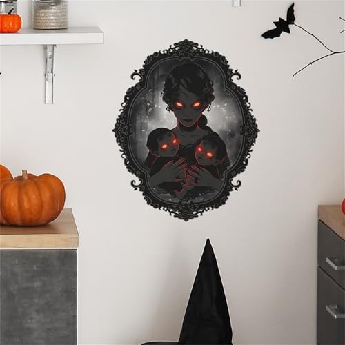 Halloween Wall Decals Female Ghost Mother Child 3D Horror Wall Stickers - Black Ghost Variation