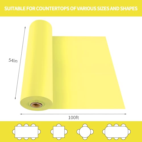 Light Yellow Plastic Table Cover Roll 54 Inch x 1200 Inch Disposable for Parties