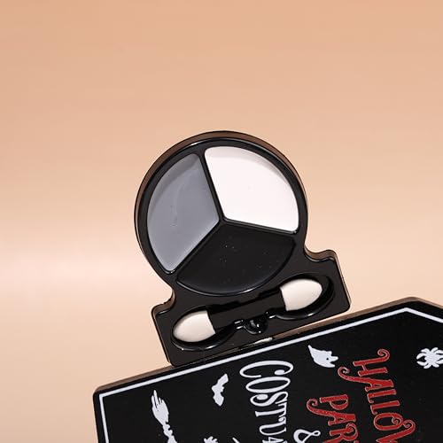 Black White Grey Face & Body Paint Kit with Applicator - Skeleton Halloween Makeup - Travel Size