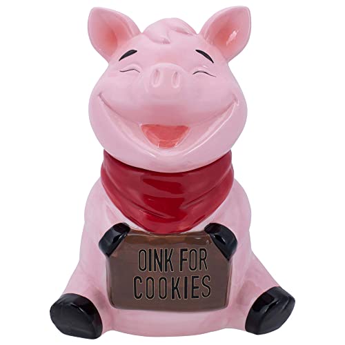 Pink Pig Ceramic Cookie & Candy Jar with Airtight Lid - Farmhouse Kitchen Storage