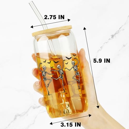 Halloween Skeleton Glass Cup with Variation Skeleton - Trick or Treat Tumbler