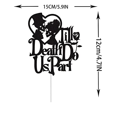 Skull Cake Topper for Halloween & Wedding - 6 Inch Glitter Silhouette Decoration