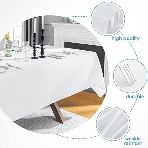 White Rectangle Tablecloth 60x102 Inch 6 Pack - Classic Polyester Dining Cover