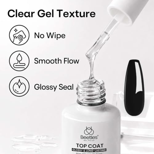 Beetles Extra Glossy No Wipe Gel Top Coat 2 Pcs 15ml - Clear Variation B-Clear-2