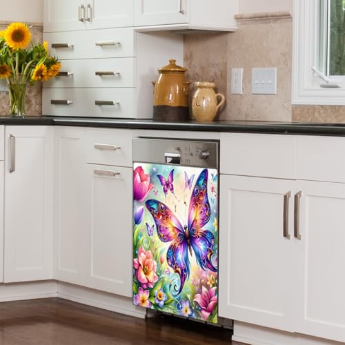 Butterfly Dishwasher Magnet Cover - Decorative Magnetic Appliance Panel - Color A4
